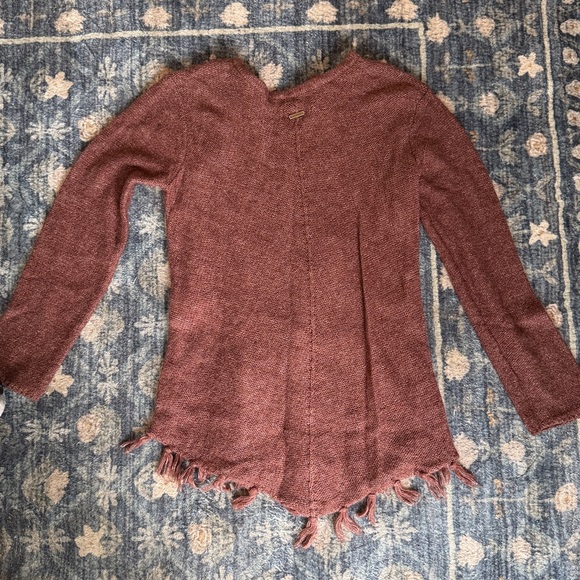 Prana Cable Knit Fringe Tunic Sweater | Women’s M | Light Burgundy - Picture 4 of 6